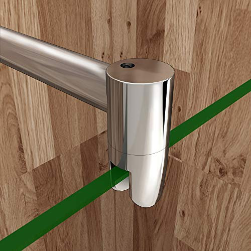 Aica Sanitär Duschabtrennung Duschwand Walk in Dusche (Wandprofil 2m+Stabilisator 73-120cm T2, Chromoptik)