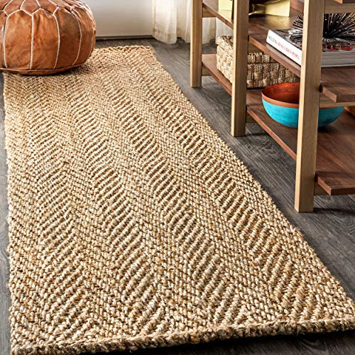 JONATHAN Y Espina Hand Woven Herringbone Chunky Jute Natural Runner Rug, 2x8, Bohemian, Cottage, Easy-Cleaning for Living Room, Bedroom, Kitchen, Pet Friendly, Non-Shedding (NFR101A-28)