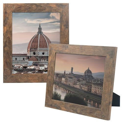Golden State Art, Set mit 2 Bilderrahmen – Breite Formgebung – Holzmaserung Stil – Staffelei für Tisch-Display – Rückhänger für Wand-Display – ideal für Baby-Bilder, Portraits (20.3x25.4 cm, braun)