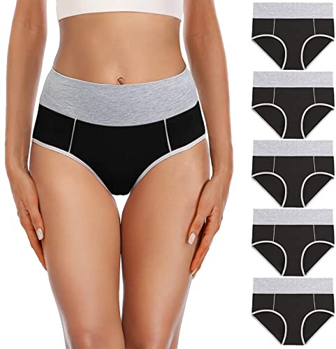 YaShaer Culottes Coton pour Femmes Shorty Confort Slips Sport Grande Elasticité Taille Haute Lot de 5