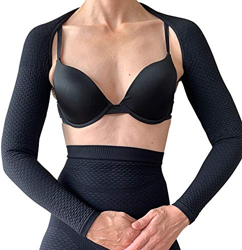 Bioflect® Kompressions-Armstulpen mit Bio-Keramikfasern und Mikro-Massage-Strick, für Halt und Komfort, Schwarz 4XL