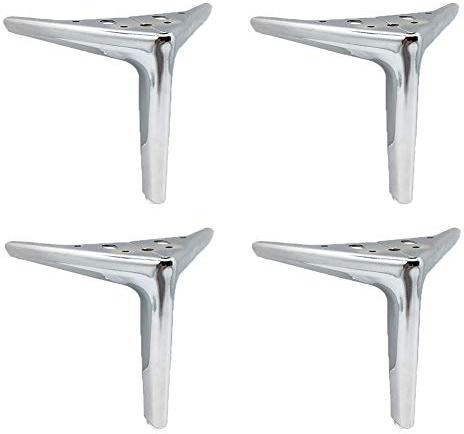 4 Stück dreieckige Möbelbeine/Metallbeine, Sofa-Beine, Metall-Beine, Schrank-Beine, Edelstahl-Möbelbeine, Bettfüße, DIY TV, Schreibtisch, Tischbeine mit Schrauben (Silber) 19 cm