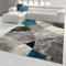 Moderner Wohnzimmer Teppich abstraktes Wellen Rauten Design marmoriert in blau grau - pflegeleicht Größe 240 x 340 cm