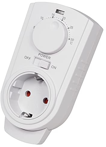Analoges Steckdosen Thermostat 230V - Zur Steuerung für Heiz und Kühlgeräte, 5°C-30°C einstellbar, z.B. für Infrarotheizung CSTS2