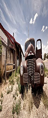 A.Monamour Türtapete Selbstklebend Türfolie Türposter 3D Verlassenes Restaurant Altes Auto Auf Der Route 66 Road In Den Usa Vinyl Folie Türdeko Tapete Wandbild Türaufkleber Türtattoo 95 x 215 cm