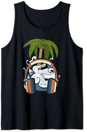 Kopfhörer Tropische Palmen Musiker Musikliebhaber Musik Tank Top