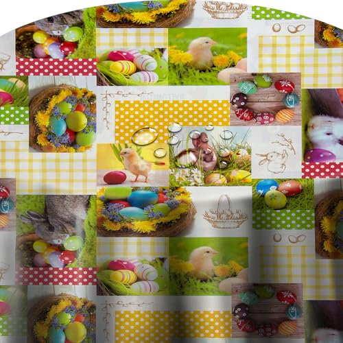 Wachstuch Wachstischdecke Tischdecke Ostertischdecke Farbe und Größe wählbar Osterhase Rund 80 cm abwaschbar Ostern
