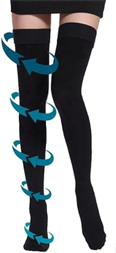 GPARMART Bas de contention médicale Classe 2, 23-32 mmHG Bas de contention à bout fermé pour varices, œdème, Pieds enflés, Varicosités, Thrombose - Unisexe (BLACK, L)