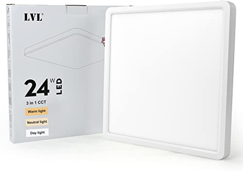 LVL LED Panel Deckenleuchte Flach, Quadratisch 30x30, CCT Farbwechsel, Küchenlampe Deckenleuchte für Wohnzimmer, Schlafzimmer, Badezimmer, Küche, Flur, Büro (weiß, 30cm-24W)