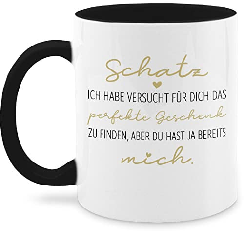 Tasse Tassen 325ml - Partner Freund & Freundin - Perfekte Geschenk zu finden Schatz Geschenk Valentinstag Mann Geschenkideen zum Valentinstag Frauen - 325 ml - Schwarz - geschenke lebenspartner