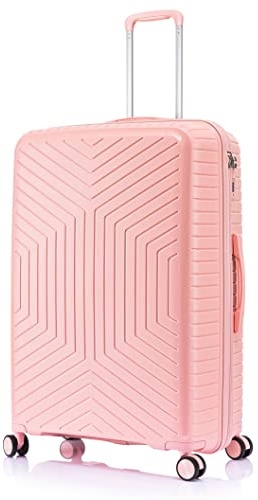 DK Luggage 24 Medium Hard Shell Polypropylene PP Suitcase 4 Wheel Spinner Luggage PP20 Light Pink