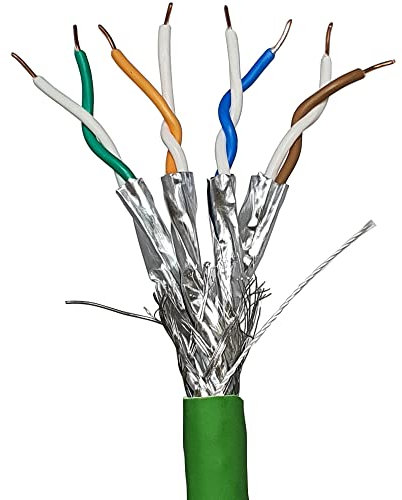50m CAT8.1 Low Smoke Foil Shielded Cable | Pure Copper Solid Core 23 AWG S/FTP Ethernet | 40 Gigabit Network Internet Data Reel Drum | Low Smoke Zero Halogen 100V Line Cable