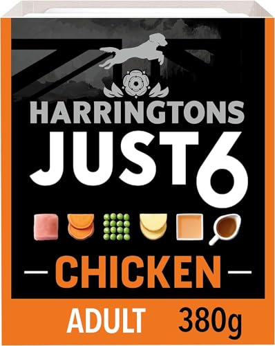 Harringtons Just 6 Complete Wet Adult Dog Food Chicken 380g (Pack of 48 | Easy to Digest - Made with Freshly Prepared Meat - Just 6 Simple Ingredients - Grain Free for Sensitive Tummies
