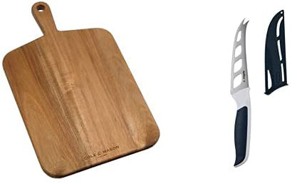Cole & Mason H722132 Barkway Medium Chopping Board with Handle | Wooden Board/Cutting Board/Serving Board | Acacia Wood | (L) 460mm x (W) 270mm x (D) 20mm | Not Suitable for The Dishwasher