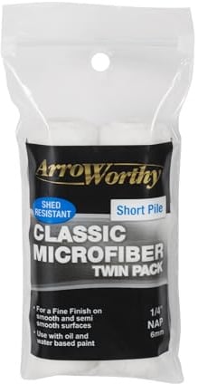 Arroworthy Classic 4 Microfiber Mini Rod Style Twin Pack Short Pile (Compatible with 4 Push fit Roller Frame)