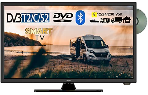 Gelhard GTV2456 LED Smart TV 24 Zoll mit DVD und Bluetooth DVB-S2/C/T2 für 12V u. 230Volt WLAN Full HD