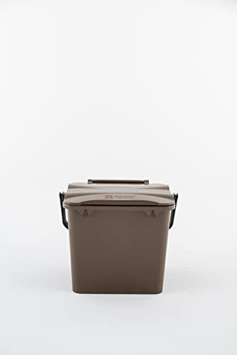 BAUER Komposteimer | Biomülleimer | Kompostbehälter | Küchenabfallbehälter | 7 L | 25 x 25 x 20 mm | Braun | Mit Deckel und Henkel | Geruchsdicht & Abwaschbar | Für alltäglichen Biomüll