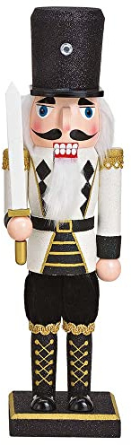 Goldschmidt Nussknacker Figur Holz Soldat Uniform 35cm groß Weihnachten Weihnachtsdeko Deko (schwarz Zylinder)