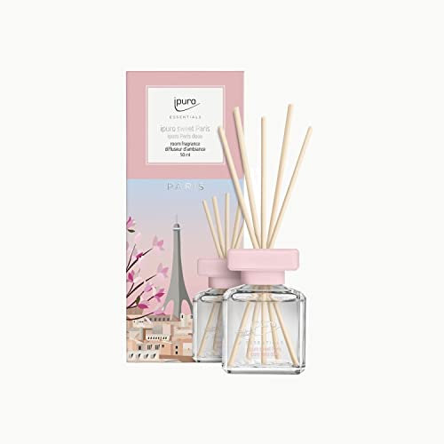 ipuro sweet Paris Raumduft mit floralen Noten & sanfter Vanille - angenehmer Raumerfrischer der Europakollektion für ein einzigartiges Duft-Erlebnis - Lufterfrischer Wohnung mit Duftstäbchen 50ml