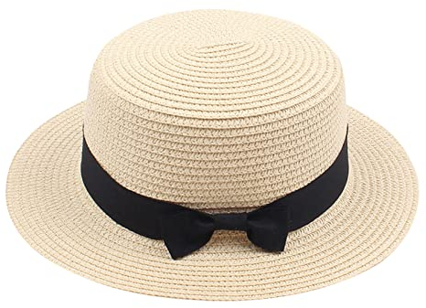 Sombrero Mujer de Paja Elegante con Lazo Negro - ala Ancha para Playa y Verano 2025 | Sombrero de Paja | Multicolor para Vacaciones, Jardín, Outfit Casual (B, One Size)