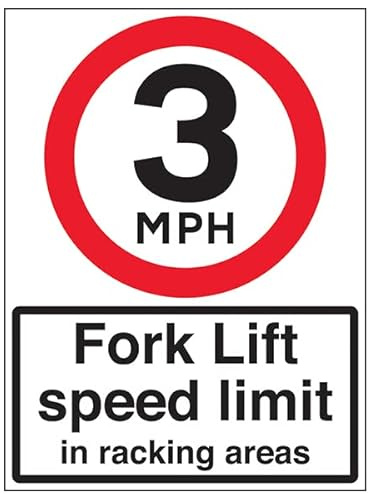 VSafety Hinweisschild mit Fork Lift Speed – 600 x 800 mm, Klasse RA1, reflektierend, 3 mm Aluminium-Verbundwerkstoff mit Anti-Graffiti-Beschichtung und Befestigungskanal
