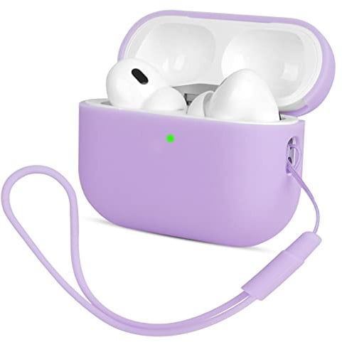 Kompatibel mit Airpods Pro 2 Generation Hülle 2022, Mocarheri Ultra-dünnes, Silikon Stoßfeste Weiches Schutzhülle für Airpods Pro 2, Voller Schutz für Airpods Pro 2 Case Cover (Hellviolett)