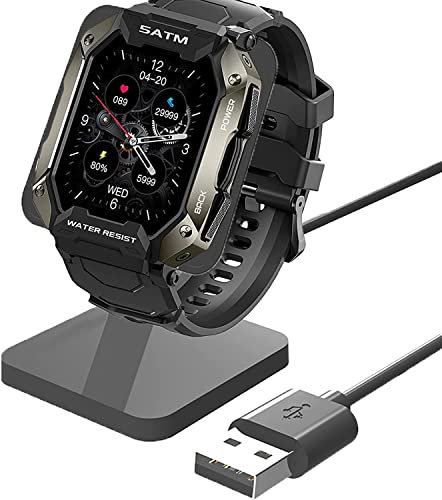 Compatible for AMAZTIM C20 Smartwatch Charger, Desk Watch Stand Holder Charging Dock with Kospet Tank M1 Pro,C20,Hidrate Smart Water Bottle,C20 Pro Watch,TAOPON Rgthuhu LENUMB 1.85 NX3 Watch (Black)
