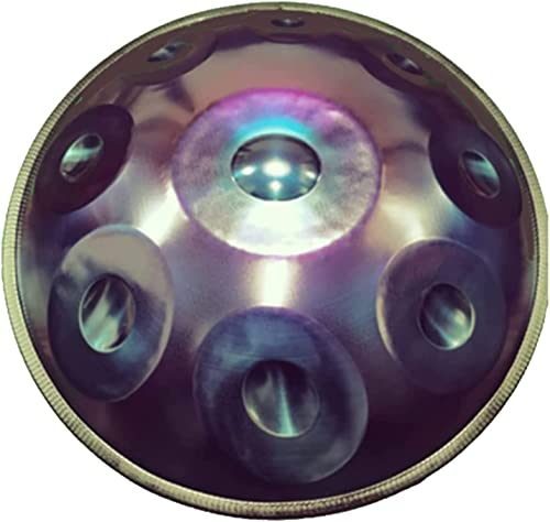 22-Zoll-Handpan-Trommel 432 Hz Handpan-Stahltrommel d-Moll 9/10 Note Stahl-Handtrommel mit weicher Handpan-Tasche, 2 Handpan-Schlägeln, Handpan-Ständer, kann mit Drumstick oder