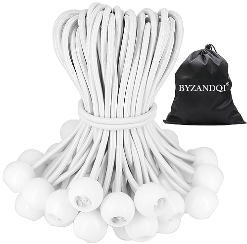 BYZANDQI Lot de 25 tendeurs en caoutchouc avec boule de 20 cm - Tendeur de bâche - Boucles en caoutchouc pour bâche, tente, bannière, filet, pavillons