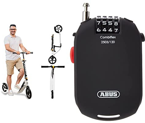 HUDORA BigWheel® Style 230 & ABUS Spezialschloss Combiflex 2503/120 - Geeignet als Gepäcksicherung, Skischloss, Helmsicherung - 120 cm Stahlkabel - mit Zahlencode - Schwarz