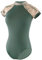 Daydance Schwarz Frauen Turnanzug für Ballett, Blumendruck Open Back Dance Wear, Grüner Rollkragen, XS