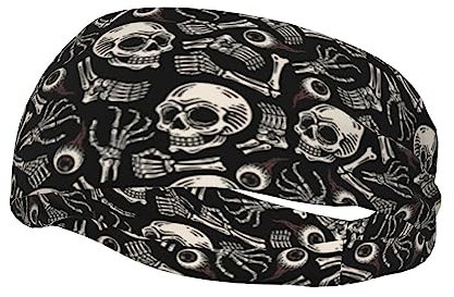 Sport-Stirnbänder mit Totenkopf- und Augapfel-Muster, feuchtigkeitsableitend, Schweißband, Herren-Stirnband, Sport-Schweißband, Frottee, für Laufen, Radfahren
