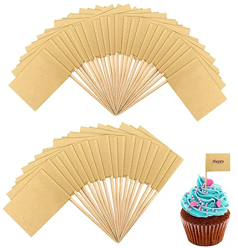 300 Piezas Banderas de Palillo de Dientes Marcado Banderas Adorno de Cupcake Banderas con Palillos Diseño de Banderas de Queso Alimento para Cupcakes Decoraciones de Fiesta