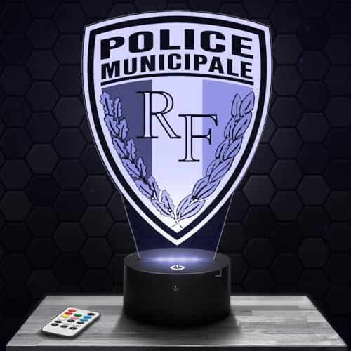 Lámpara de noche Logo de la Policía Municipal decoración Francia. Idea de regalo para hombre objeto Logo de la Policía Municipal luz nocturna adulto decoración Cuarto.Regalo Navidad TOP