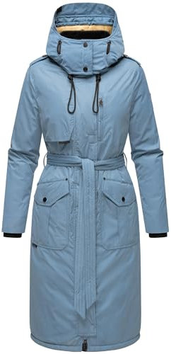 Navahoo Damen Wintermantel warmer Parka lang mit hohem Kragen und weicher Kapuze Hokulanii Powder Blue Gr. XXL