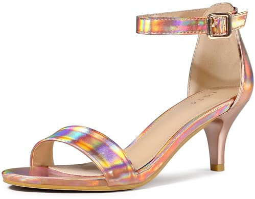 Perphy Open Toe Ankle Strap Kitten Heel Sandals for Women Rose Gold 4 UK/Label Size 6 US