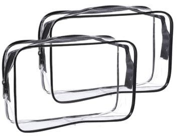 VIVIIHOO Lot de 2 Sacs Transparents pour liquides dans Les Bagages à Main, Trousse de Toilette en Avion, Trousse de Toilette Transparente pour Voyage, Trousse de Toilette Transparente pour Le Voyage,