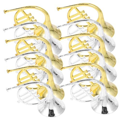 KOMBIUDA Simulation Waldhorn Anhänger Mini-horn-instrumentenmodell Hängedeko Weihnachtsbaum-hängedeko Kunststoff-miniatur-musikinstrument-ornament Dekorative Anhänger Instrumentenanhänger