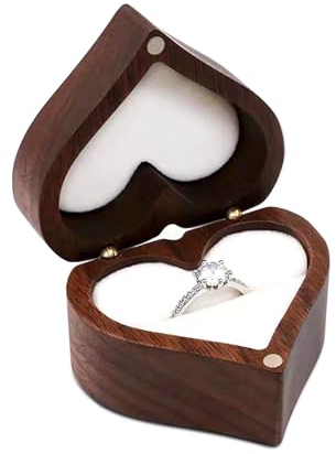 WisePoint Scatola Anello, Porta Fedi di Fidanzamento in Legno Romantica Portagioie Piccolo con Singola Fessura, Cofanetto Portagioie per la Proposta, Anniversario (Bianco)