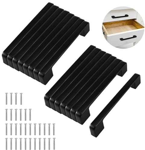 Ortviai 16 Pieza Tiradores Cocina Negro 128mm, Tiradores Armario Acero Inoxidable, con 25mm Tornillos, para Cajones de Muebles de Puerta Corredera