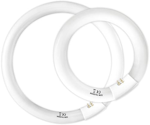 Celiwace FC8T9 22W and FC12T9 32W Set Daylight, 8 inch T9 22 Watts Circular Light Bulbs, 12 inch 32 Watts Circline Fluorescent Bulb CRI 80, 6500K 3350 Lumen G10q