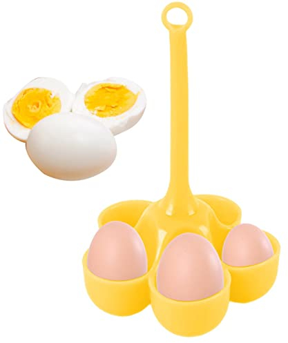 Buerfu Eierhalter zum Dämpfen, 5-Gitter-Silikon-Eier-Dampfgarer mit langem Griff, Eierhalter, Silikon-Eierhalter, Eierpochieren, Kochen, Topf, Dampfgarer für Herd