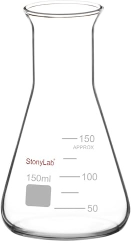 stonylab Weithals Erlenmeyerkolben aus Glas, 150 ml Erlenmeyerkolben aus Borosilikatglas mit Robustem Rand, 1 Packung