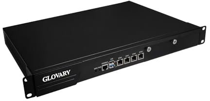 Glovary 19 Quad Core N100 Firewall Rackmount Hardware, 4 x 2.5GbE i226V LAN, DDR5 8GB RAM 64GB SSD, Network Router Appliance, AES-NI, OPNsense, USB3.0, VGA, GPIO, Console