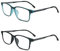 XOQ 2er Pack Lesebrillen Herren Damen Rechteckig Klassisch Computerbrille Blaulichtfilter Lesehilfe (Schwarz&Blau, 3.5)
