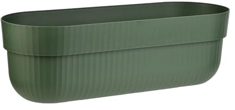 Engelland - 1 x Blumenkasten, Blumentopf, Farbe: Moos-Grün, Pflanzkasten mit Wasserspeicher/Drainagesystem und Abstandshalter, 50 cm, PP-Kunststoff, Balkonkasten, länglich, formstabil