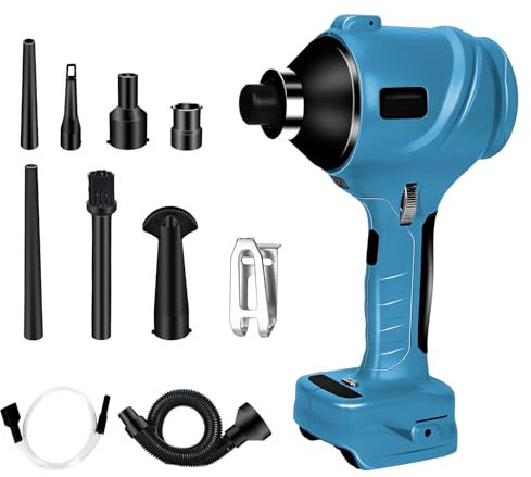 Soffiatore senza fili compatibile con Makita 18 V batteria, spolveratore portatile a motori brushless, 700 km/h, per garage, officine, segherie e pulizie domestiche (solo utensile), blu.