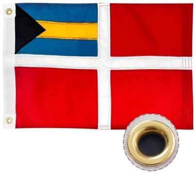 ROTERDON Bahamas-Flagge, 30,5 x 45,7 cm, bestickte Bahamas-Flagge für Boot, lebendige Farben, 30,5 x 45,7 cm, robuste Nylon-Karibik-Flaggen mit Messingösen