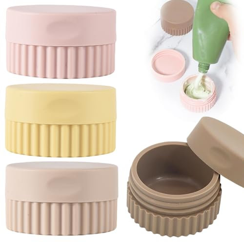 Travel Containers for Toiletries, 4 Pcs Small Silicone Cream Jars 20 ml Travel Size Containers Leak-proof Essentials with Lid for Cosmetic Face Body Cream Medicines(Multi Color)
