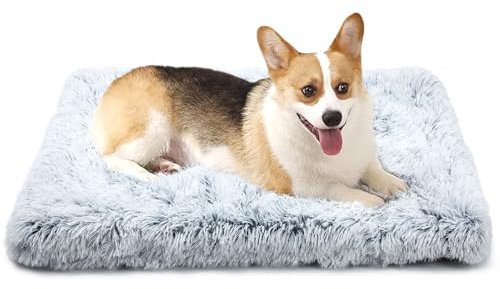 Baguuaray Flauschige Hundebox-Matratze, waschbar mit Rutschfester Unterseite, Hunde-Angstkissen für große Haustiere, Grau, 75 x 50 cm